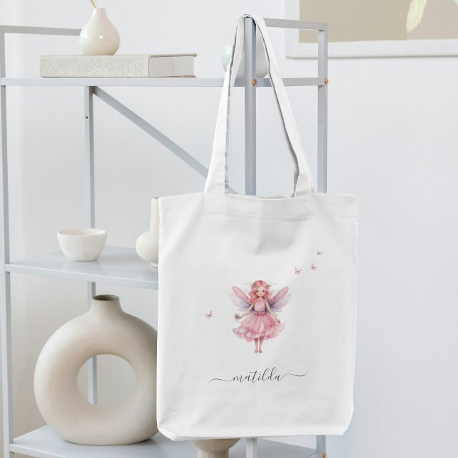 Pink Butterflies Whimsical Fairy Name  Tote Bag (Creator Uploaded)