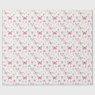 Pink Butterflies Wrapping Paper