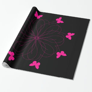 Pink Butterflies Wrapping Paper - Choose Colour