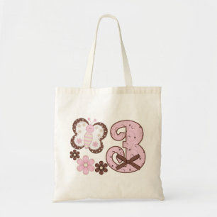 Pink Butterfly 3rd Birthday Tote Bag