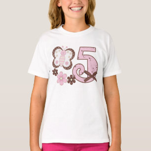 Pink Butterfly 5th Birthday T-Shirt