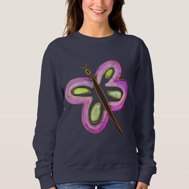 Pink Butterfly Abstract Art to Wear Sweatshirt (Front)