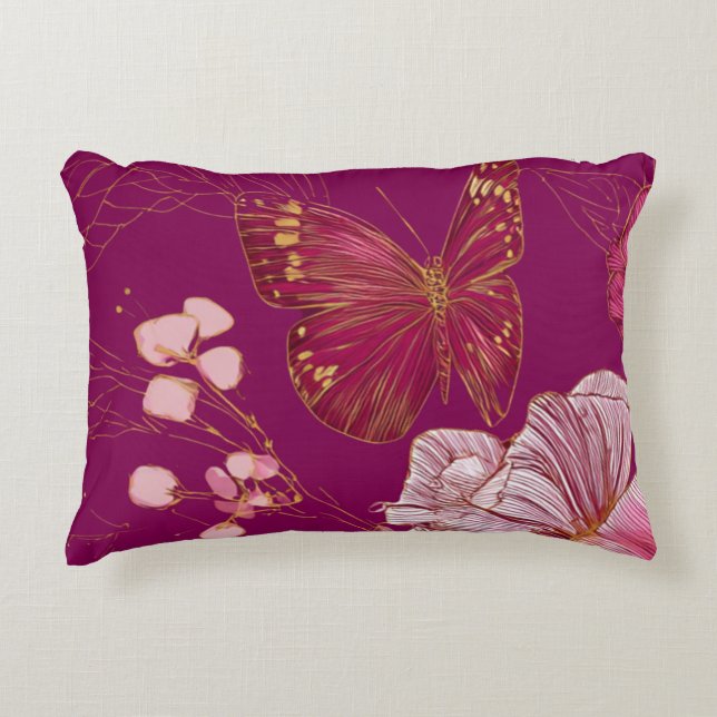 Pink Butterfly Accent Pillow (Front)