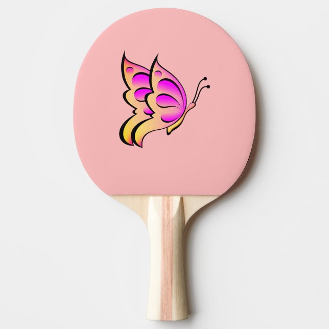 pink  butterfly - add name  ping pong paddle (Front)