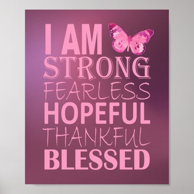 Pink Butterfly Affirmation Poster (Front)
