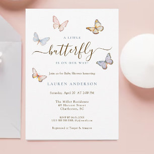 Pink Butterfly Baby Girl Baby shower Invitation