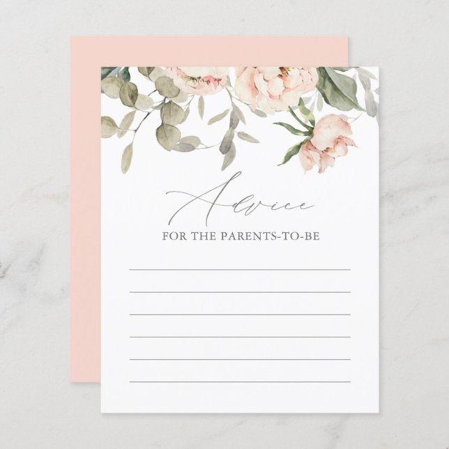 Pink Butterfly Baby Shower Advice Card (Front/Back)