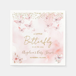 Pink Butterfly Baby Shower Girl Paper Napkin