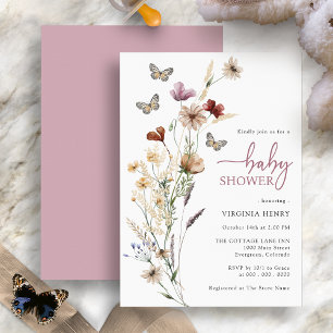 Pink Butterfly Baby Shower Invitation