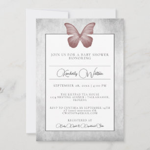 Pink Butterfly Baby Shower Invitation