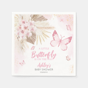 Pink Butterfly Baby Shower Napkin