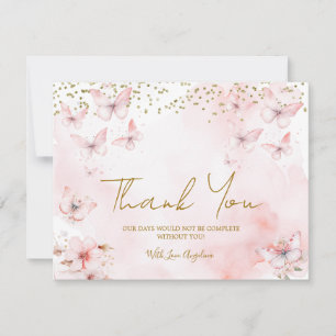 Pink Butterfly Baby Shower Thank You Card