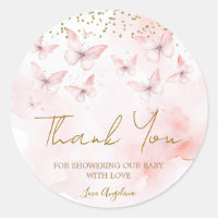 Pink Butterfly Baby Shower Thank You