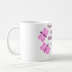 Pink butterfly Baby shower watercolor add name  Coffee Mug