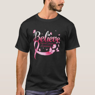Pink Butterfly Believe Breast Cancer Awareness T-Shirt
