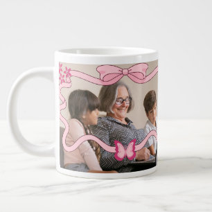 Pink Butterfly Best Grandma And Grandchildren  Large Coffee Mug