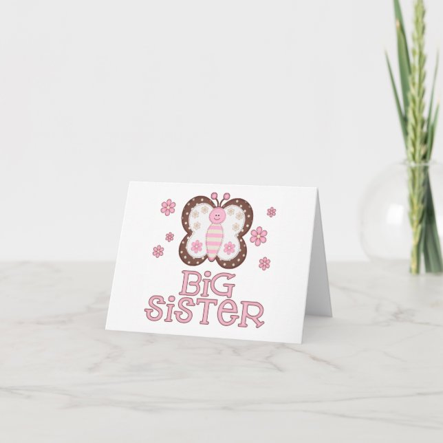 Pink Butterfly Big Sister Blank Card (Front)