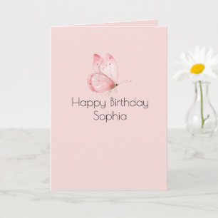 Pink Butterfly Birthday Card