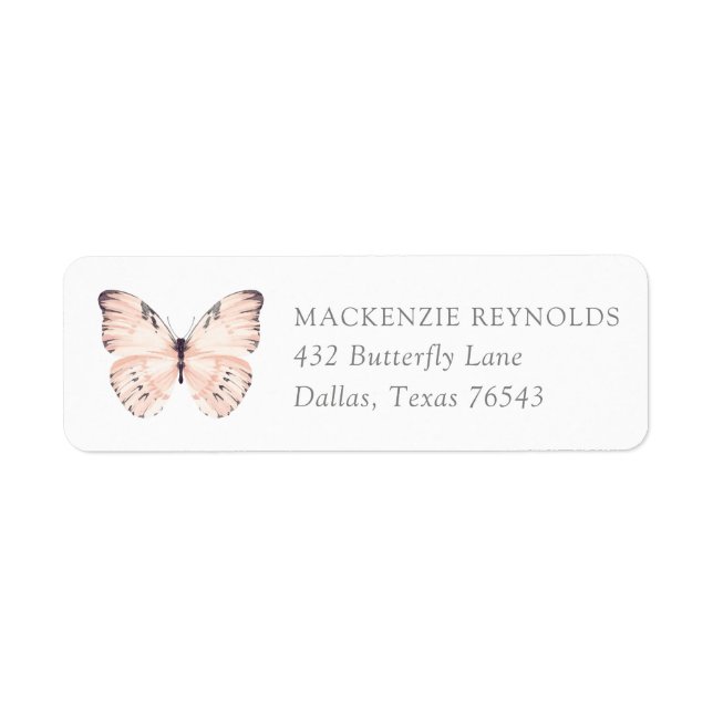 Pink Butterfly Birthday Party Return Address Label (Front)