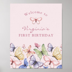 Pink Butterfly Birthday Poster