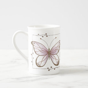 Pink Butterfly Bone China Mug