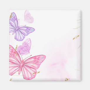 Pink butterfly border pixabay magnet