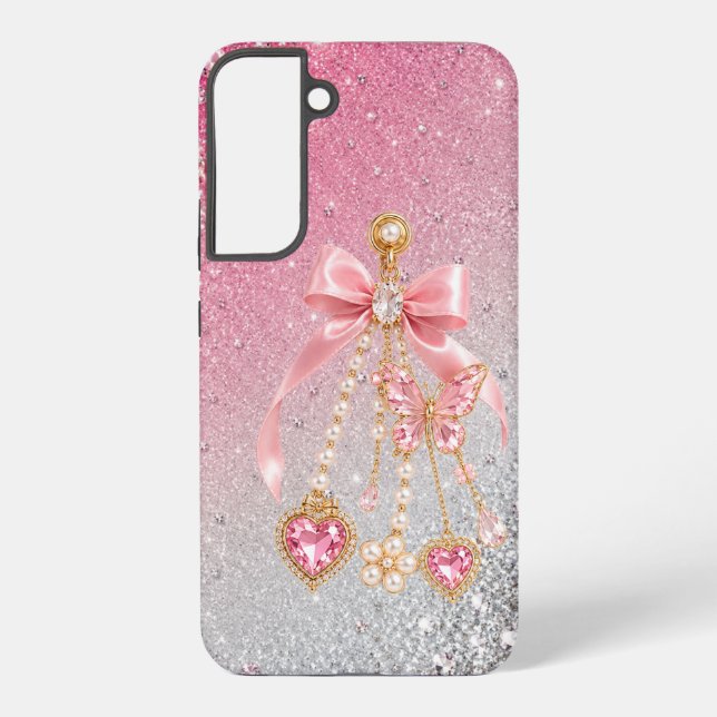 Pink Butterfly Bow S22 Plus Case Coquette Lux (Back)