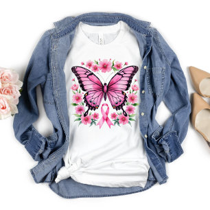 Pink Butterfly Breast Cancer Awareness Ribbon T-Shirt
