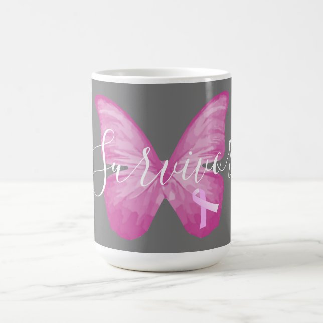 Pink Butterfly Breast Cancer Survivor Coffee Mug (Center)