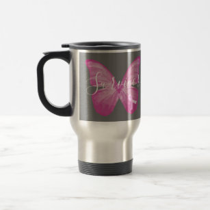 Pink Butterfly Breast Cancer Survivor Travel Mug
