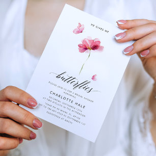 Pink Butterfly Bridal Shower Invitation