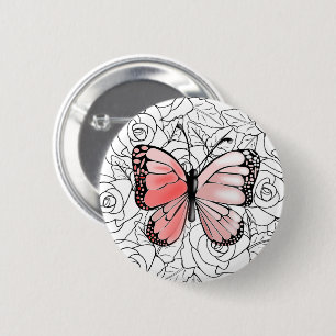 Pink Butterfly Button