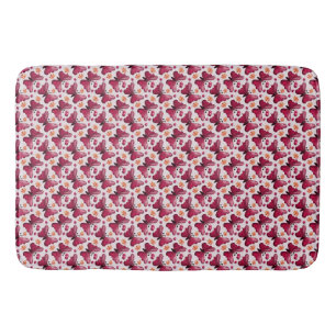 Pink Butterfly Cherry Seamless Pattern Bath Mat