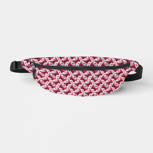 Pink Butterfly Cherry Seamless Pattern Bum Bags (Front)