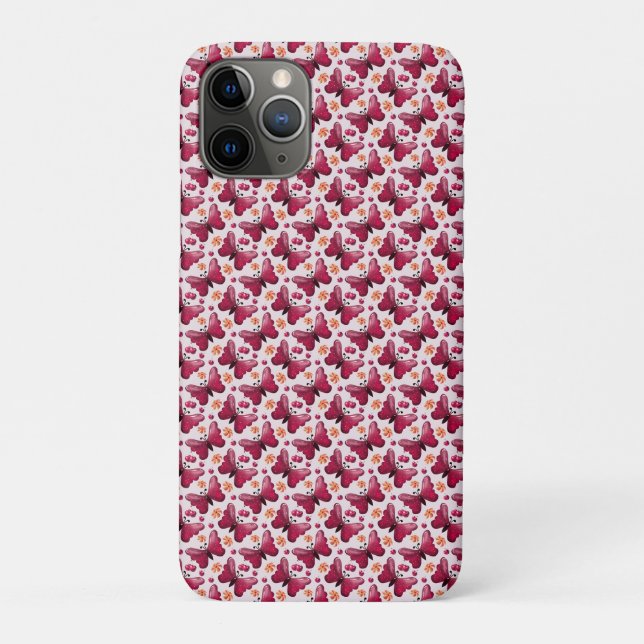 Pink Butterfly Cherry Seamless Pattern Case-Mate iPhone Case (Back)