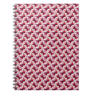 Pink Butterfly Cherry Seamless Pattern Notebook