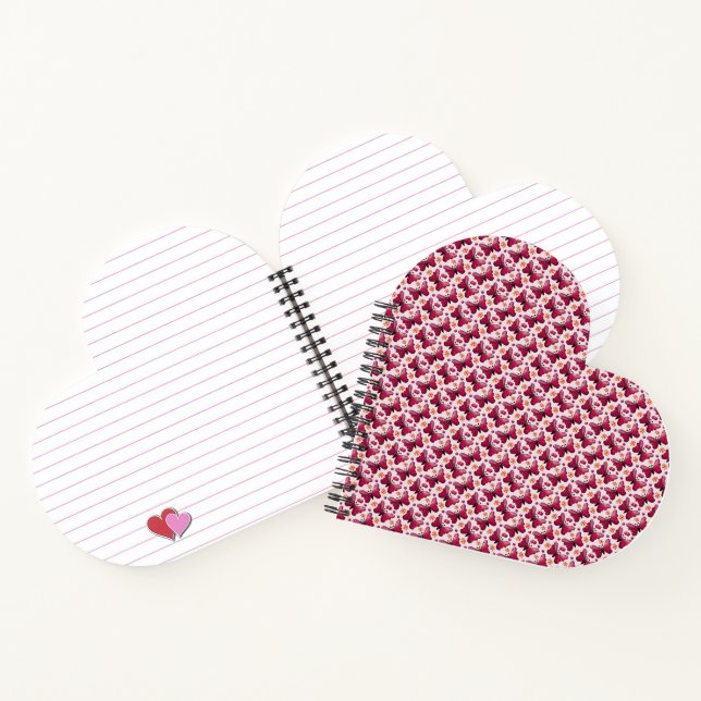 Pink Butterfly Cherry Seamless Pattern Notebook (Inside)