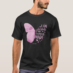 Pink Butterfly Christian Bible Verse Sayings Relig T-Shirt