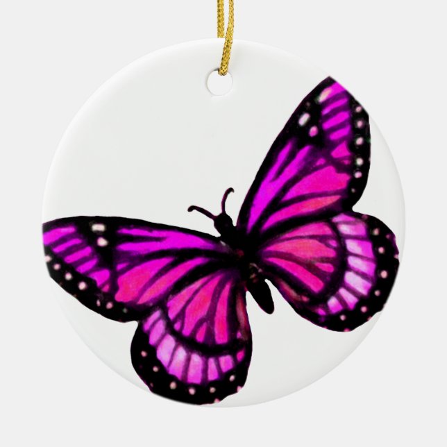 Pink Butterfly Christmas Ornament (Front)