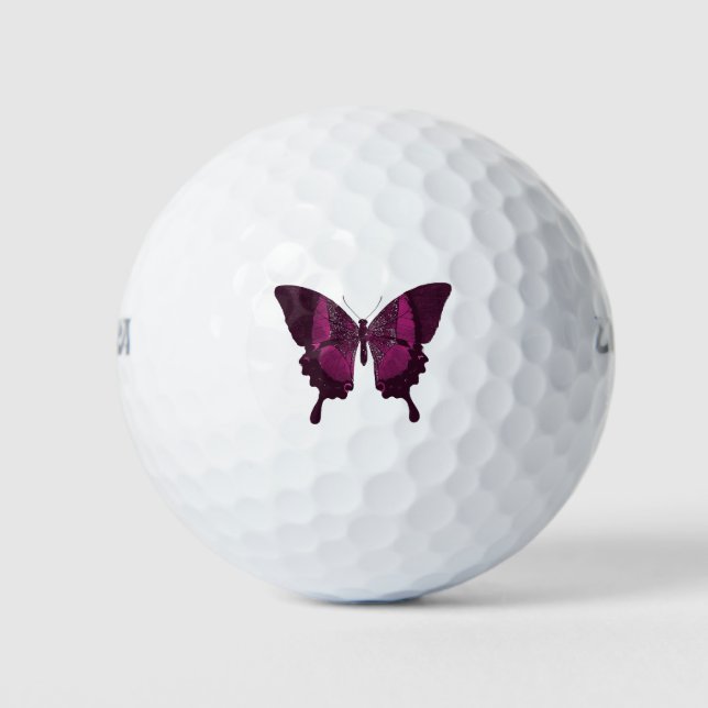 Pink Butterfly Colourful Pretty Animal Insect Golf Balls (Front)