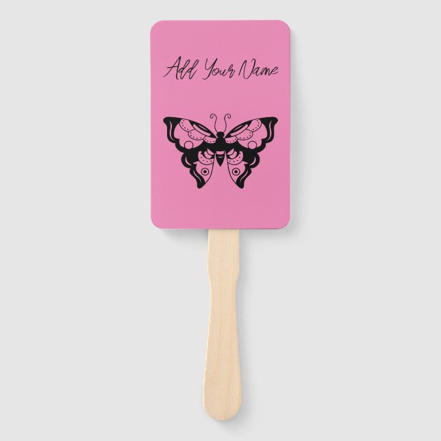 Pink Butterfly - Create Your Own (CYO) Hand fan (Front)