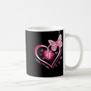 Pink Butterfly Cross Faith Hope Love Breast Cancer Coffee Mug