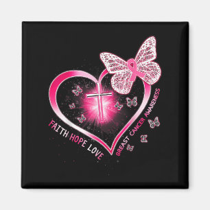 Pink Butterfly Cross Faith Hope Love Breast Cancer Magnet