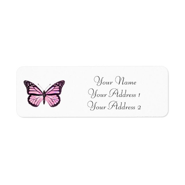 Pink Butterfly Custom Address Labels (Front)