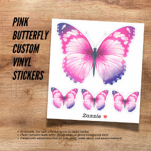Pink Butterfly Custom Vinyl Sticker