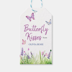 Pink Butterfly Cute Purple Girl Baby Shower Gift Tags