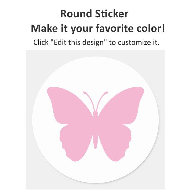 Pink Butterfly Design Classic Round Sticker (Creator Uploaded)