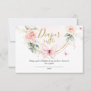 Pink butterfly Diaper Raffle card