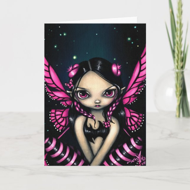 "Pink Butterfly Fairy" Greeting Card (Front)