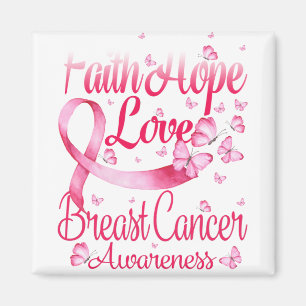 Pink Butterfly Faith Hope Love Breast Cancer Magnet
